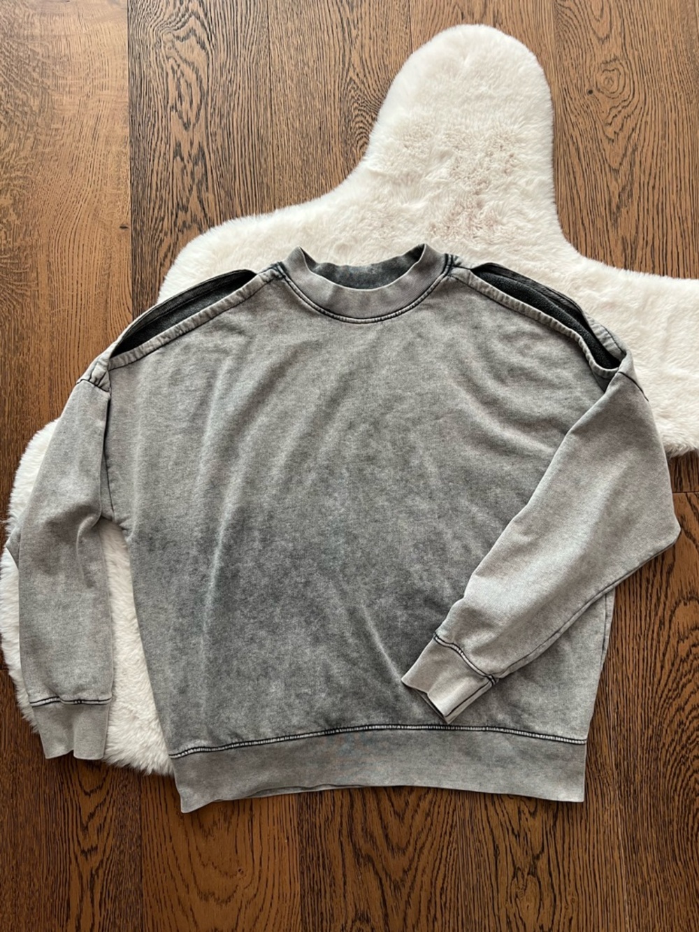 ALLSAINTS Unai Oversized 100% Cotton Open Shoulder Gray Sweatshirt size XS